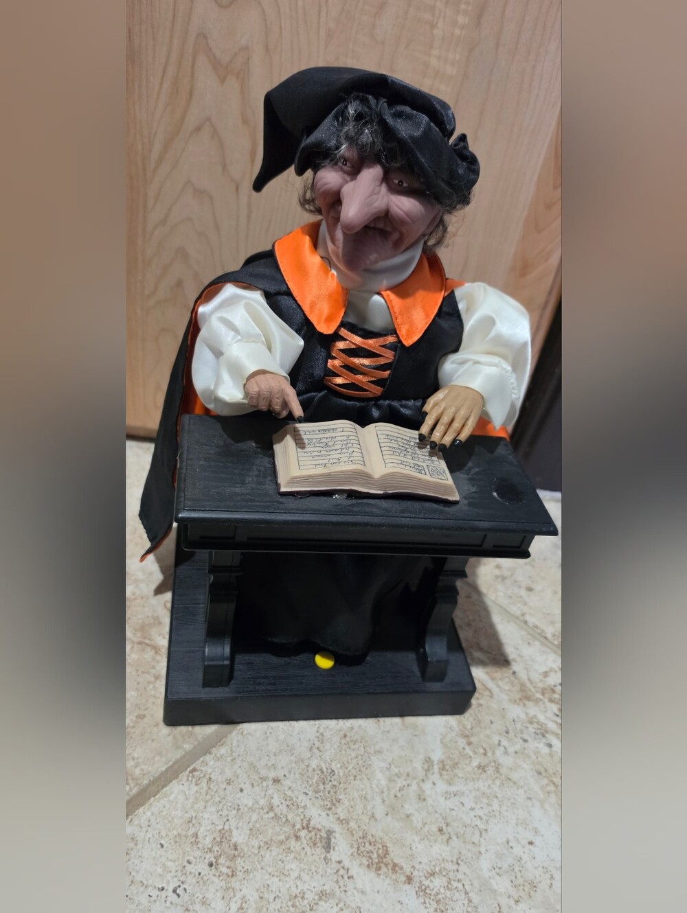 Witch Figurine Doll in Black and Orange